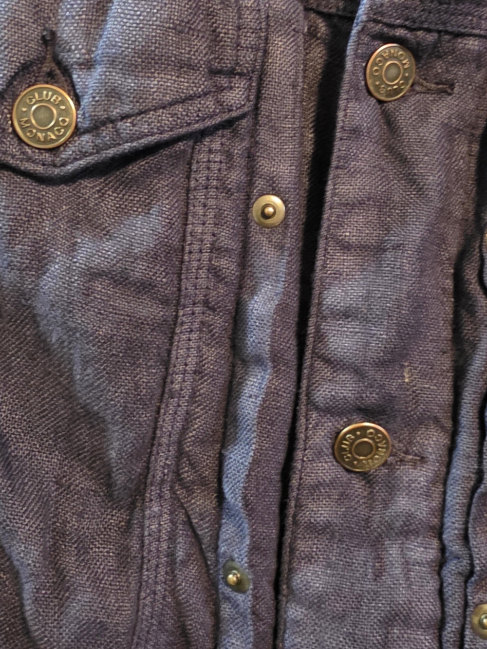 4/$67 Deal! Club Monaco Vintage Navy Blue Button-Front Bomber Jacket - Picture 3 of 12